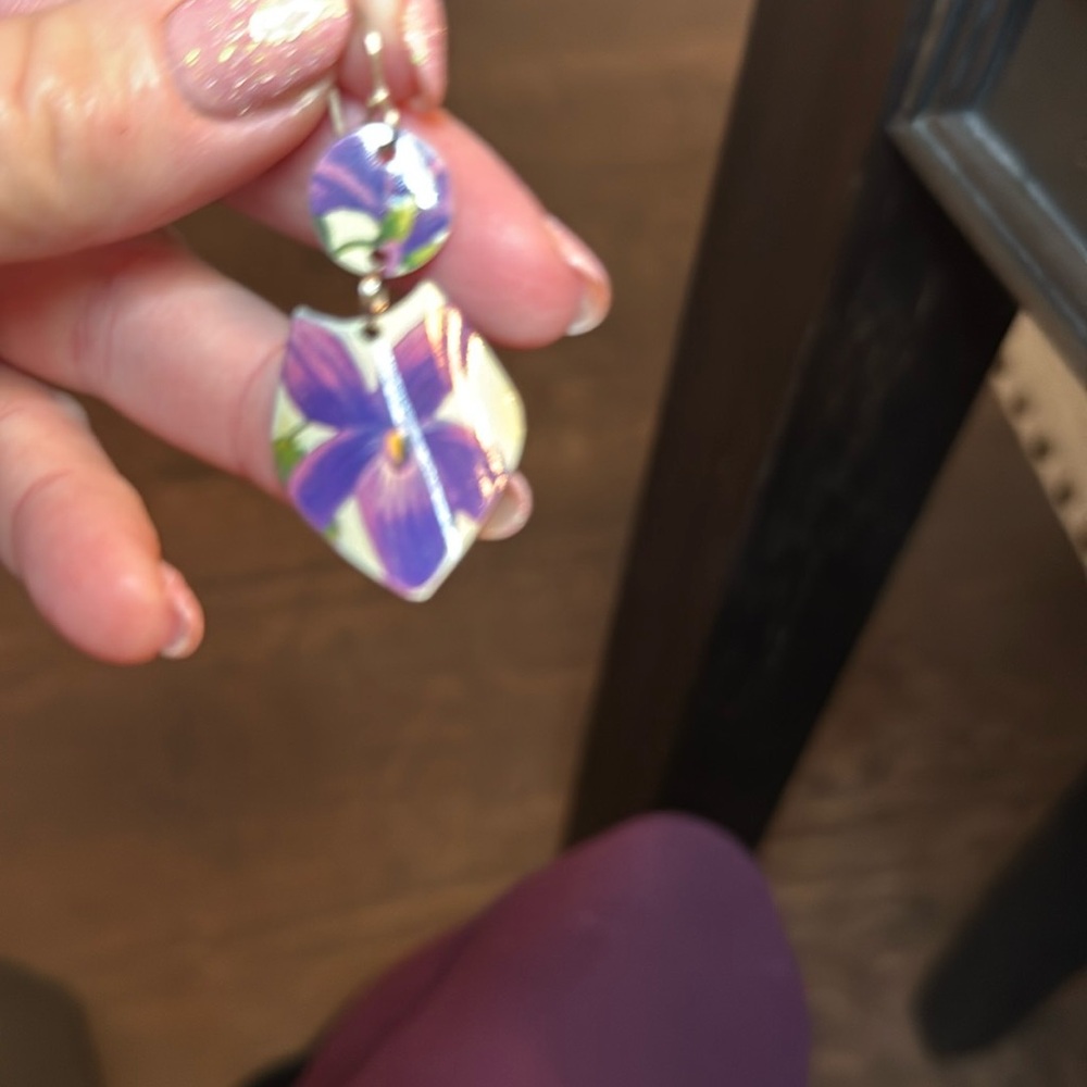 Violet drop earrings - Picture 4 of 6